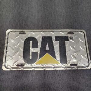Caterpillar CAT Metal License Plate Diamond Plate Logo Sign Garage Decor